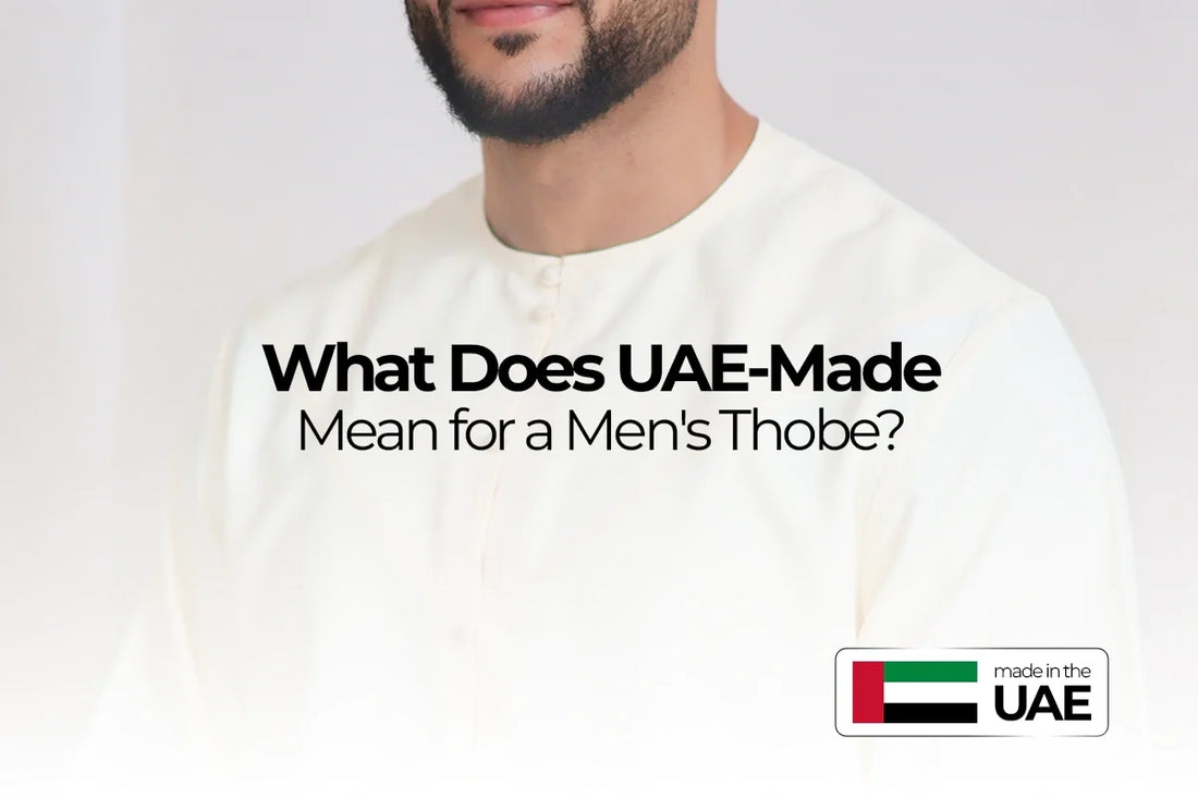 Qalbi thobe with verified UAE manufacturing origin