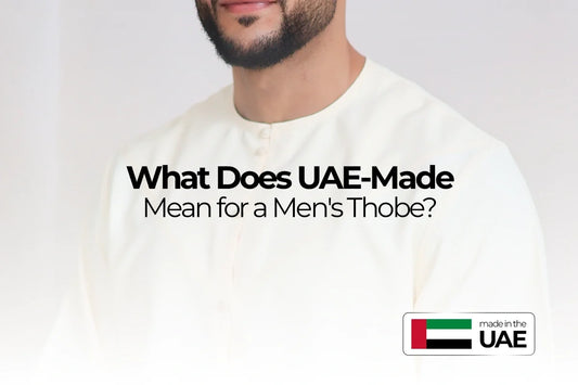 Qalbi thobe with verified UAE manufacturing origin