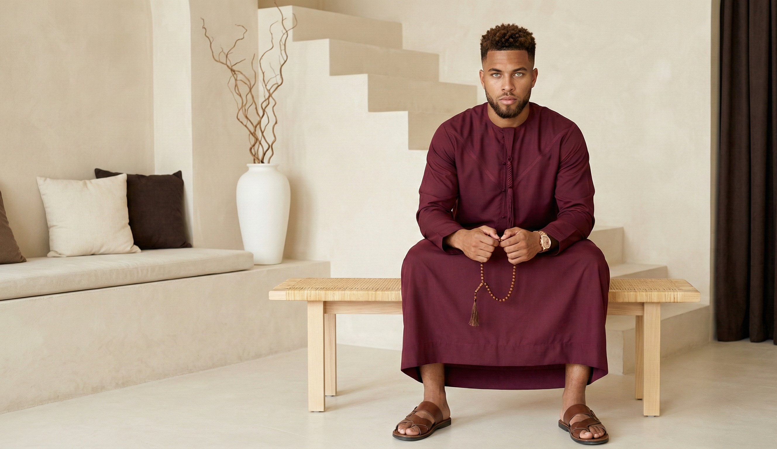 Mans Burgundy Emirati Thobe 1