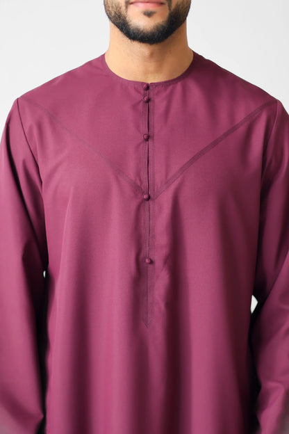Burgundy Emirati thobe jubbah for men