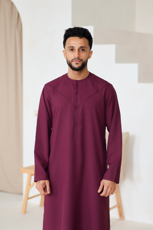 Burgundy Emirati thobe jubbah for men