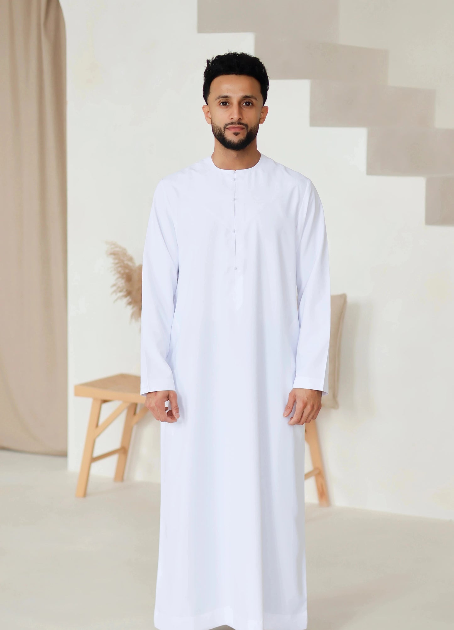 White Emirati thobe jubbah for men