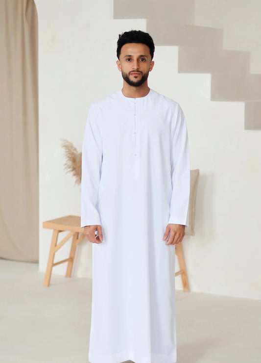 White Emirati thobe jubbah for men
