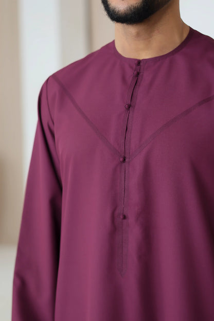 Burgundy Emirati thobe jubbah for men