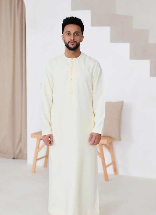 Cream Emirati thobe jubbah for men