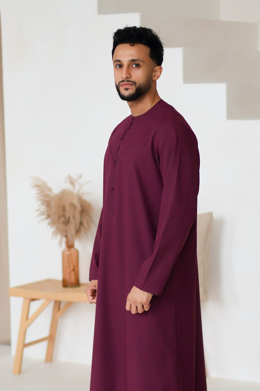 Burgundy Emirati thobe jubbah for men