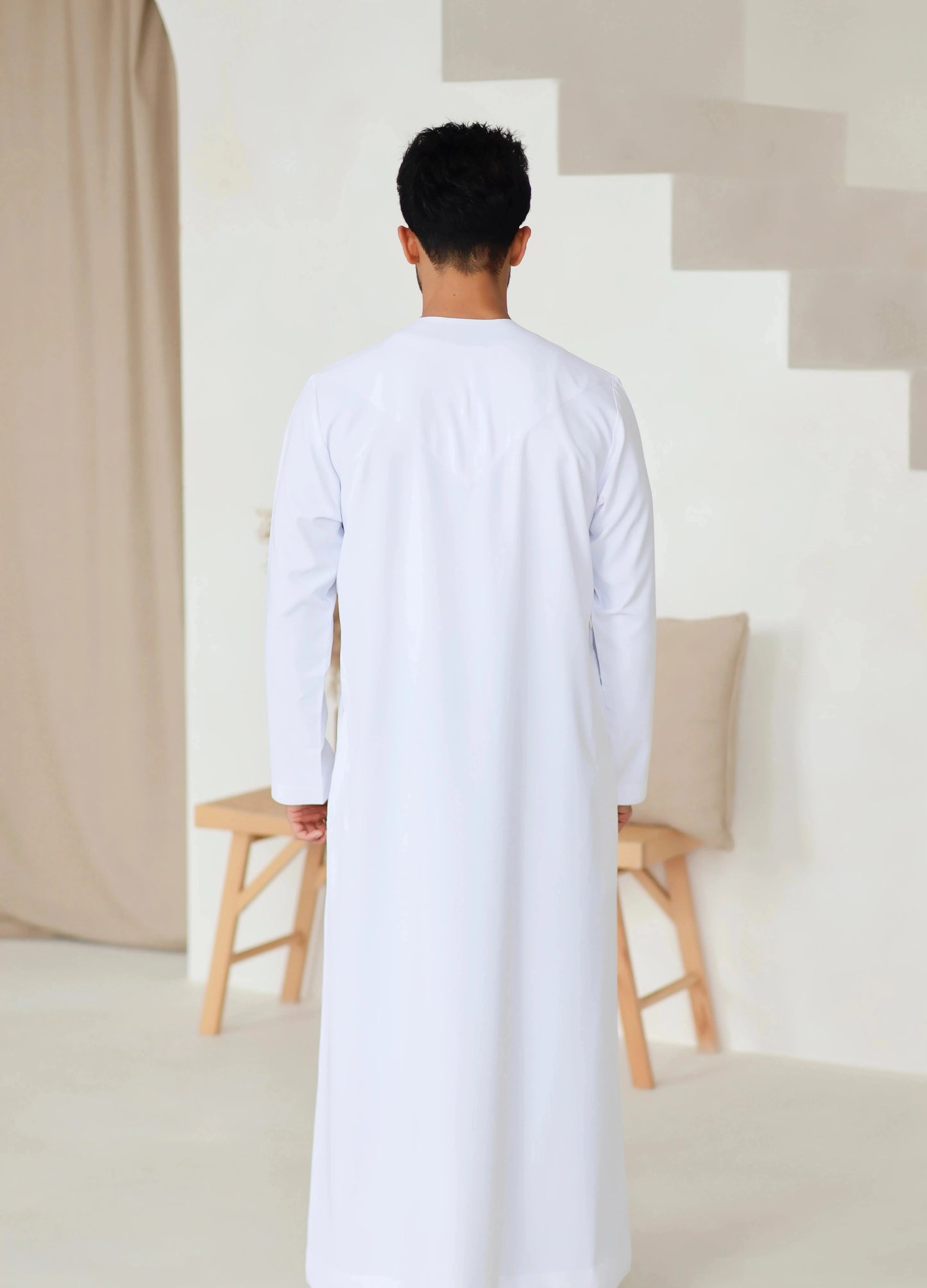 White Emirati thobe jubbah for men