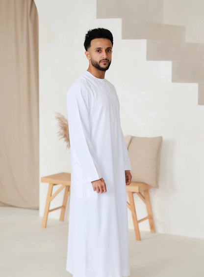 White Emirati thobe jubbah for men